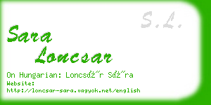 sara loncsar business card